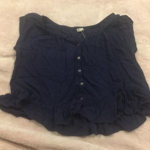 Ruffle Button Up Crop Top